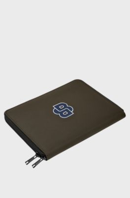 Zipped folder with varsity-style logo patch, Verde scuro