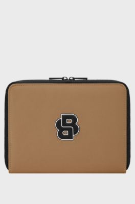 Collegiate-style folder with contrast logo detail, Brown