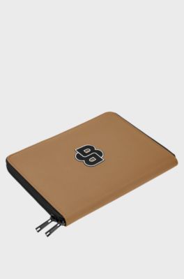 Collegiate-style folder with contrast logo detail, Brown