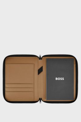 Collegiate-style folder with contrast logo detail, Brown