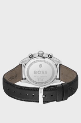 Grand Prix Vitesse black-dial watch with perforated strap , Black