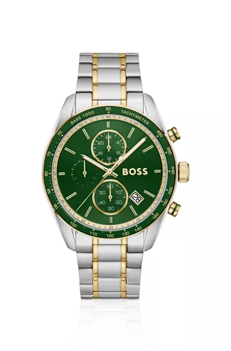 Grand Prix Vitesse two-tone watch with green dial