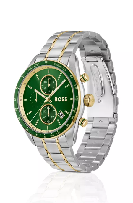 Grand Prix Vitesse two-tone watch with green dial