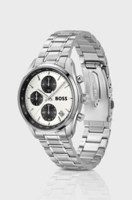 Grand Prix orologio in acciaio inox con quadrante bianco-argento, Color argento