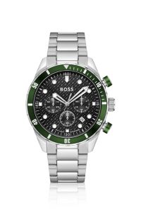 BOSS Chronomatix montre en acier inoxydable &agrave; cadran textur&eacute; &agrave; motif monogramm&eacute;, Couleur argent&eacute;e
