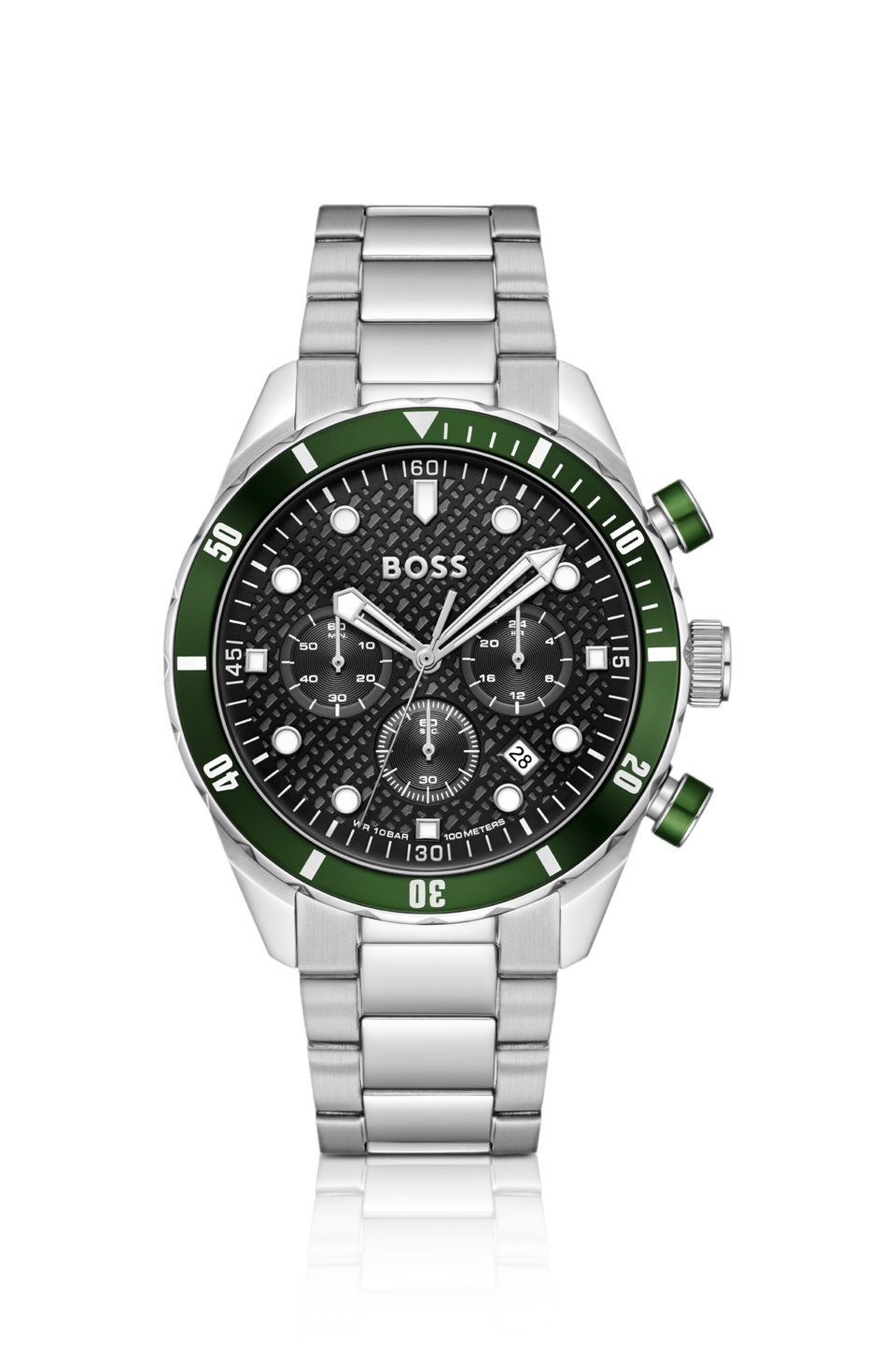 Chronomatix stainless-steel watch with monogram-textured dial