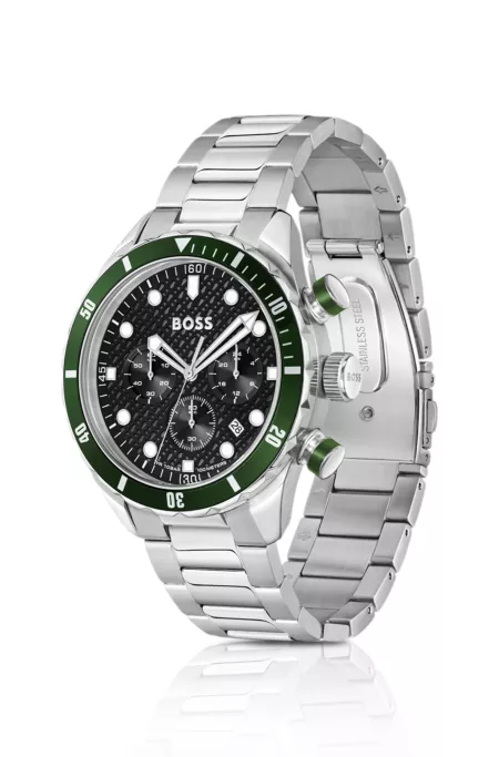 BOSS Chronomatix montre en acier inoxydable à cadran texturé à motif monogrammé