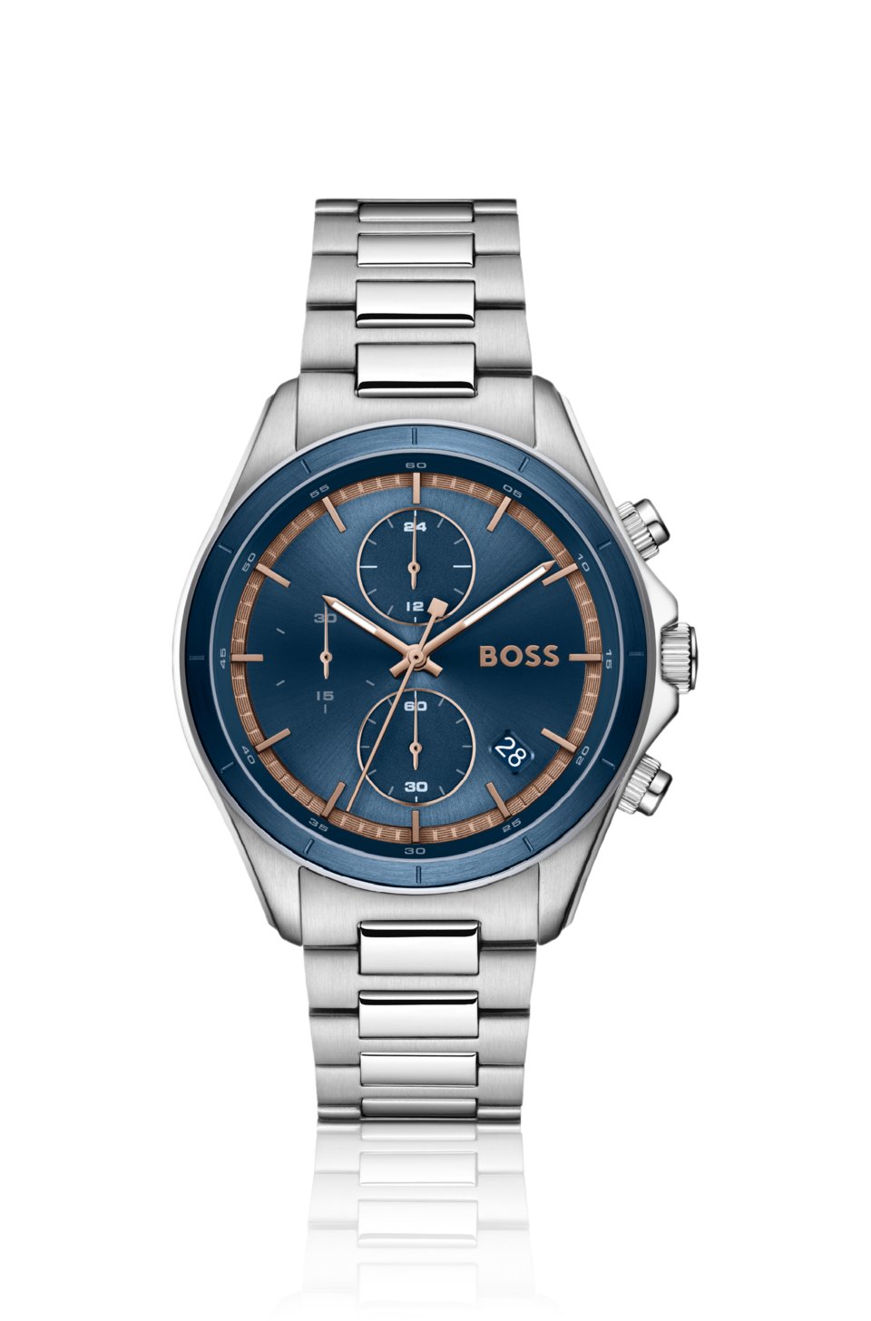 BOSSLETIC stainless-steel watch with blue dial