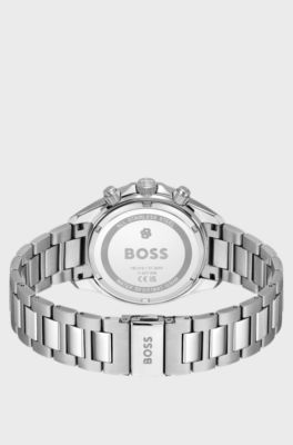 BOSSLETIC stainless-steel watch with blue dial, Silver tone