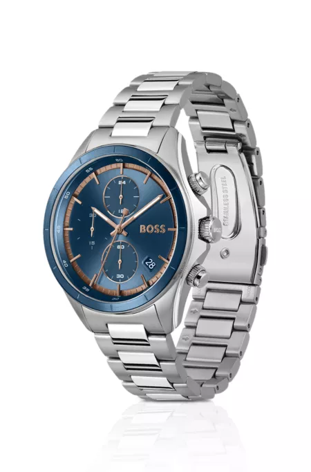 BOSSLETIC stainless-steel watch with blue dial