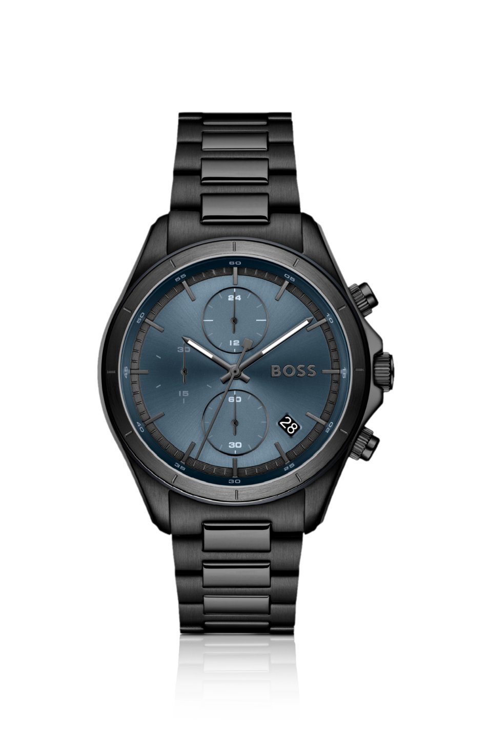 BOSSLETIC black-plated watch with blue dial
