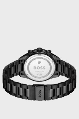 BOSSLETIC black-plated watch with blue dial, Dark Grey