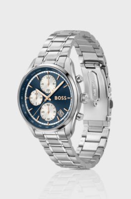 Grand Prix Orologio in acciaio inox con quadrante blu, Color argento