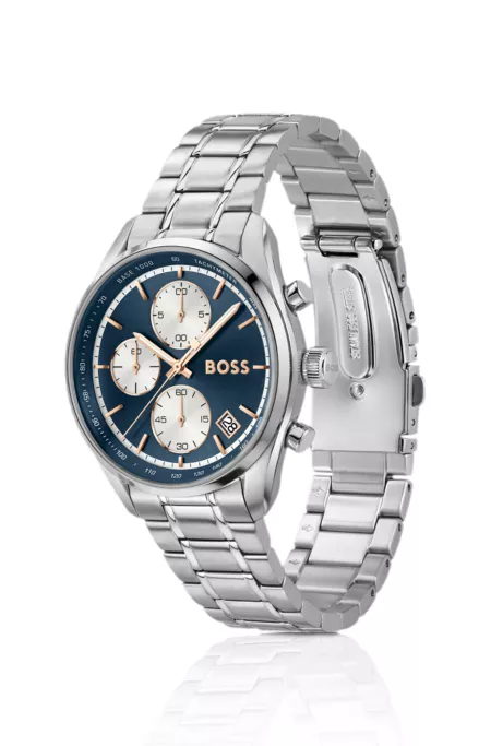 Grand Prix Montre à cadran bleu en acier inoxydable