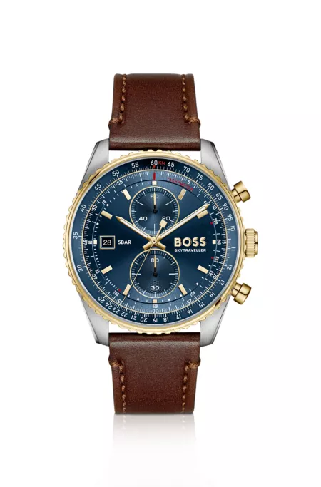 Skytraveller Pro montre à cadran bleu dotée d'un verre saphir