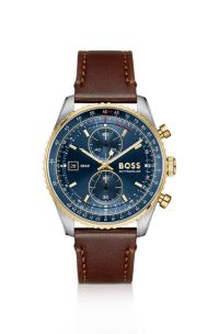 Skytraveller Pro blue-dial watch with sapphire crystal, Brown
