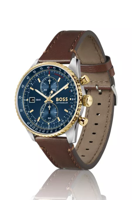 Skytraveller Pro montre à cadran bleu dotée d'un verre saphir