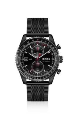 Skytraveller Pro black-plated watch with sapphire crystal , Black