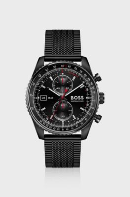 Skytraveller Pro black-plated watch with sapphire crystal , Black