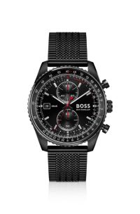 Skytraveller Pro black-plated watch with sapphire crystal , Black