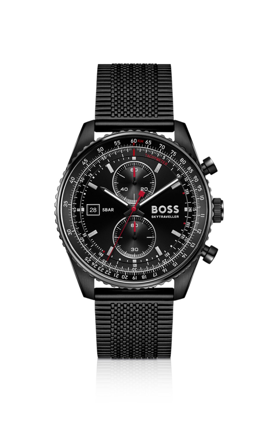 Skytraveller Pro black-plated watch with sapphire crystal