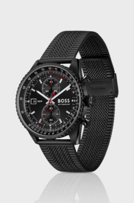 Skytraveller Pro black-plated watch with sapphire crystal , Black