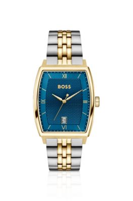 Principle Ark two-tone watch with blue textured dial, Silver tone