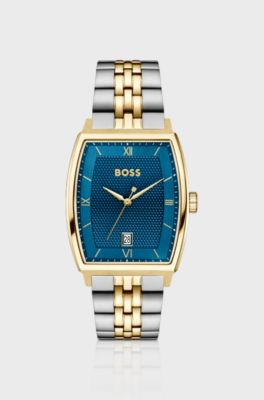 Principle Ark two-tone watch with blue textured dial, Silver tone