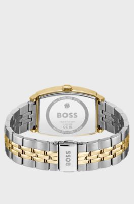 Principle Ark two-tone watch with blue textured dial, Silver tone