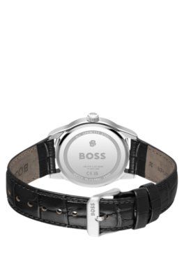 Boss Langford black-dial watch with croc-embossed leather strap analoga klockor herr – bild 2