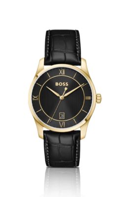 Principle Prestige watch with black textured dial, Black