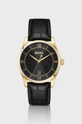 Principle Prestige watch with black textured dial, Black