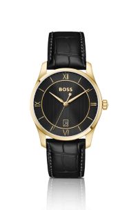 Principle Prestige watch with black textured dial, Black