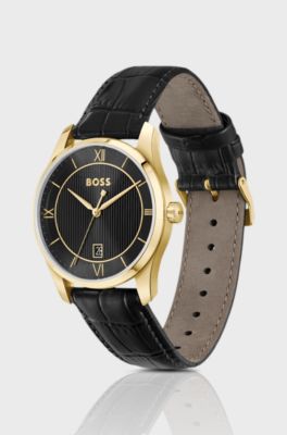 Principle Prestige watch with black textured dial, Black
