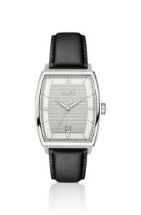 Principle Ark watch with silver-white textured dial, Black