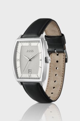 Principle Ark watch with silver-white textured dial, Black