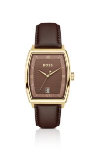 Principle Ark horloge met bruine, gestructureerde wijzerplaat, Donkerbruin