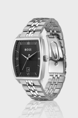 Principle Ark watch with black textured dial, Silver tone