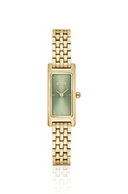 Lucy Allure green-dial watch with multi-link bracelet, Gold tone