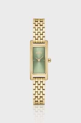 Lucy Allure green-dial watch with multi-link bracelet, Gold tone