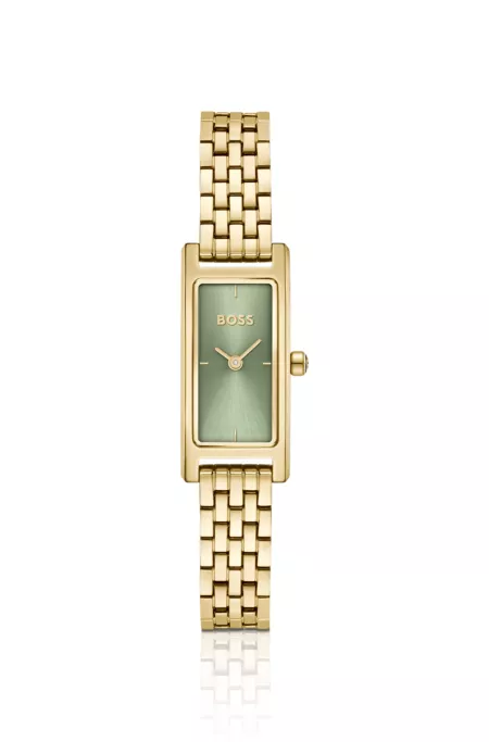 Montre avec cadran vert et bracelet à maillons