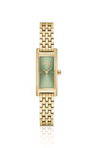 Lucy Allure green-dial watch with multi-link bracelet, Gold tone
