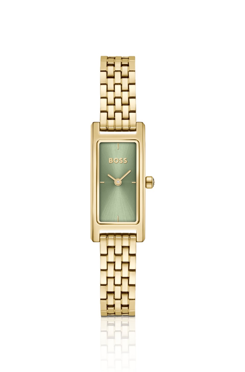 Lucy Allure green-dial watch with multi-link bracelet
