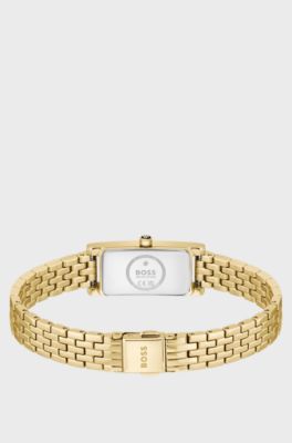 Lucy Allure green-dial watch with multi-link bracelet, Gold tone
