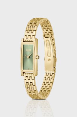 Lucy Allure green-dial watch with multi-link bracelet, Gold tone