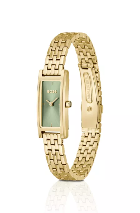 Montre avec cadran vert et bracelet à maillons