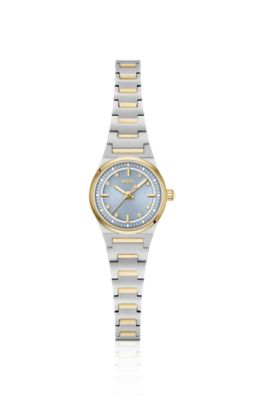 Candor Gracey two-tone watch with crystal-accented dial, Silver tone