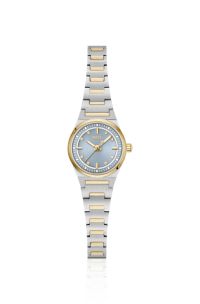 Candor Gracey two-tone watch with crystal-accented dial, Silver tone
