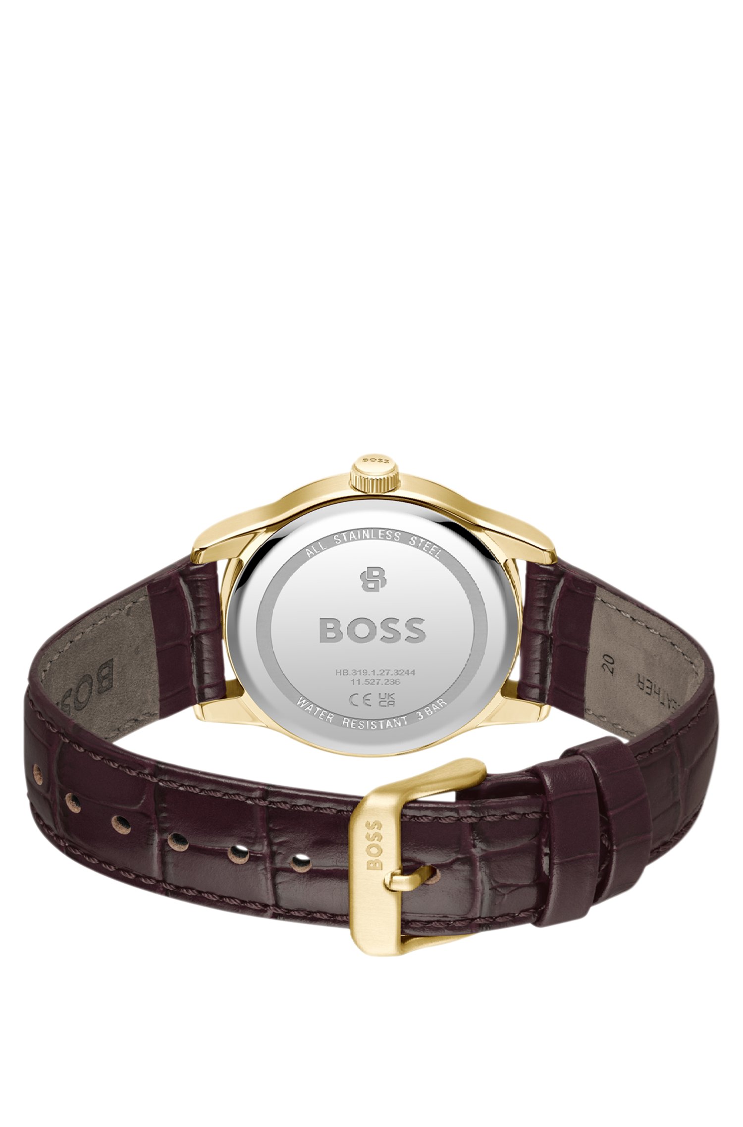 Boss Langford silver-white-dial watch with embossed leather strap klockor herr – bild 2