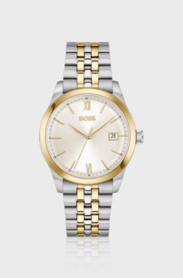 Langford two-tone watch with five-link bracelet, Silver tone